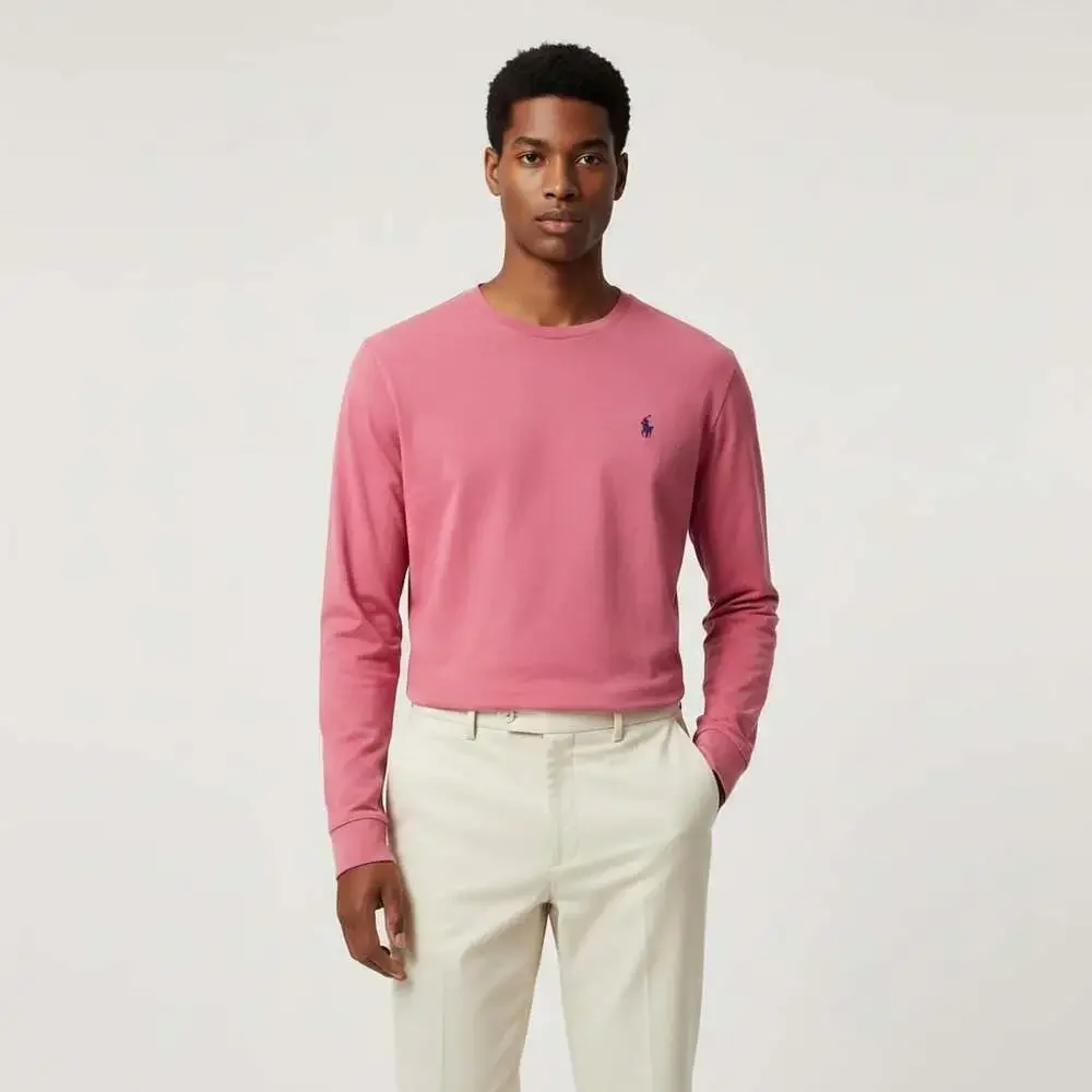 Polo Ralph Lauren Long Sleeve Tee Men's M Pink Pony Logo